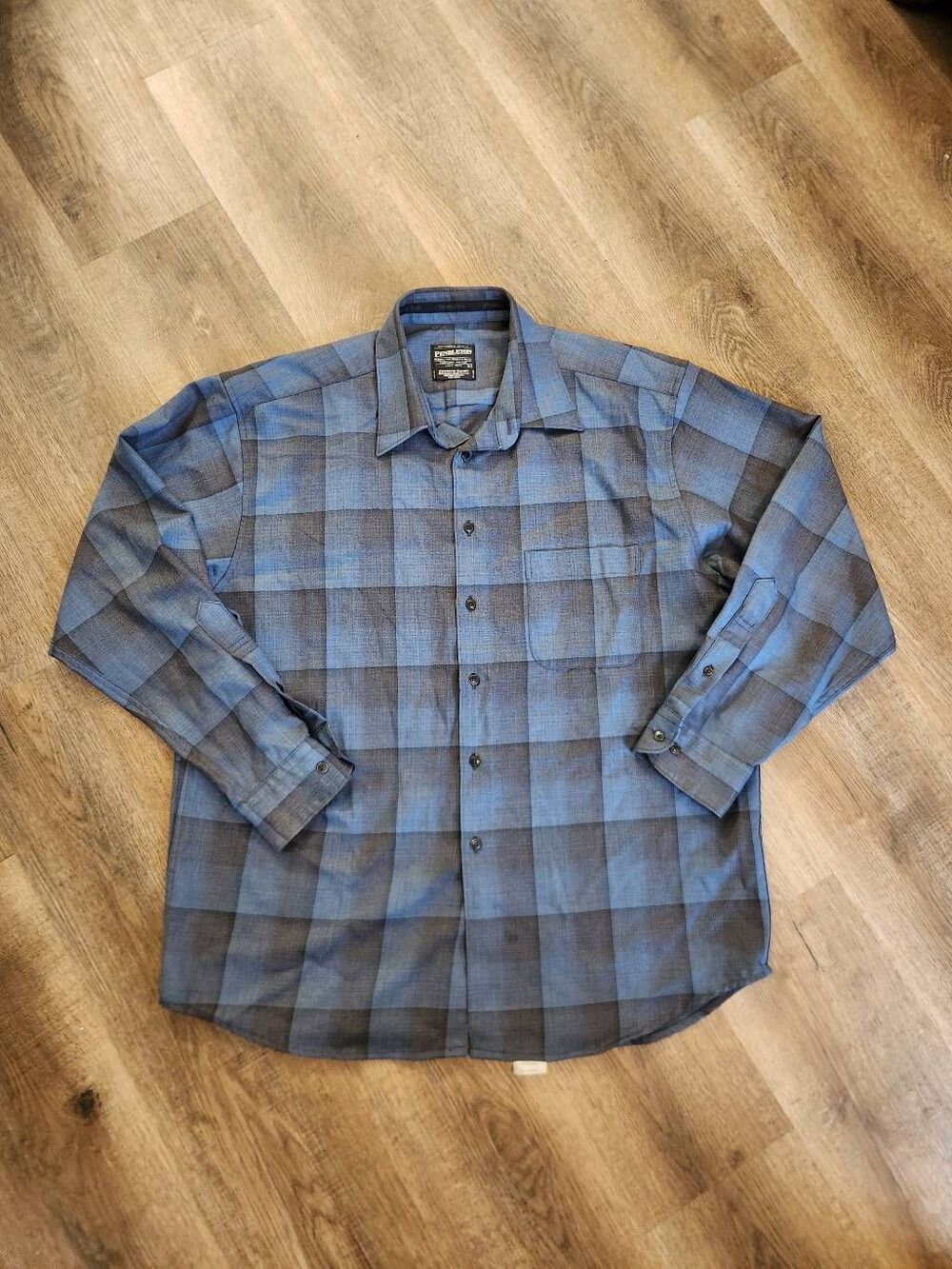Pendleton Zephyr Shirt Wool shirt Button up Men's XL chest Pocket Plaid READ*